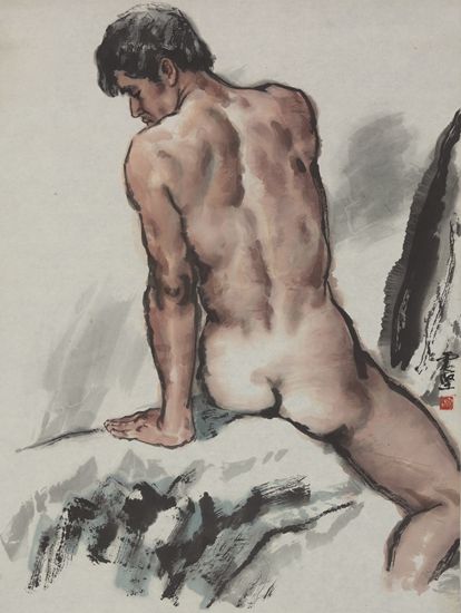 李震坚作品《男人体》（111.4cm×83.9cm）1980年 浙江美术馆藏
