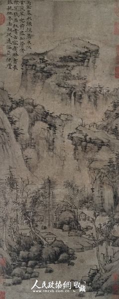 《吴淞春水图》，元代张中作，纸本，上海博物馆藏。张中是元代四大家之首黄公望的门生，继承了黄氏绘画风格，此作是研究黄公望的重要参考资料。